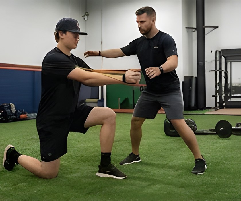 Caleb Miller doing arm-care work at Lakeside Sports Performance