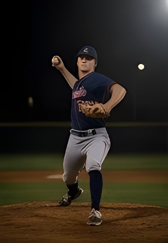 Caleb Miller delivering a 94 mph fastball